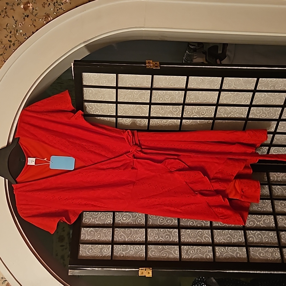 Small Iffei Red Ruffle Wrap Dress